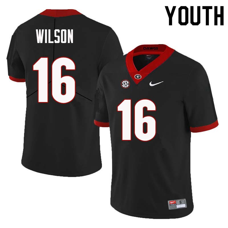 Youth Georgia Bulldogs #16 Divaad Wilson College Football Jerseys Sale-Black - Click Image to Close
